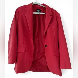 Zara Women's Vibrant Red Suit Jacket
